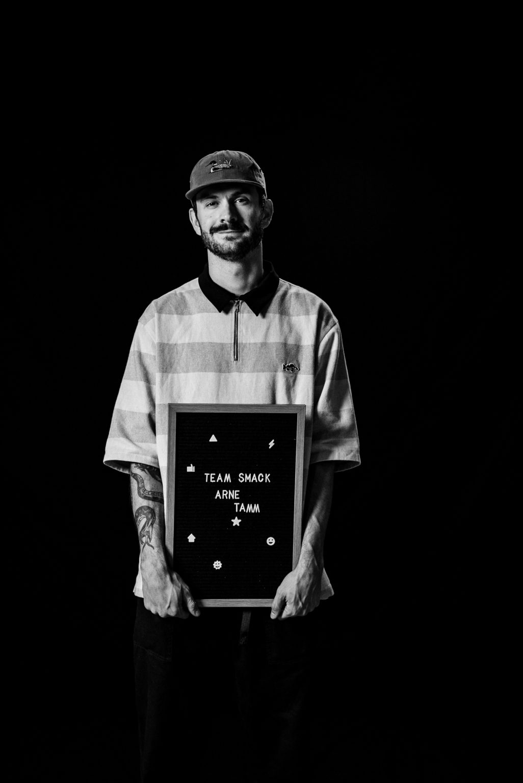 Nils Arne Tamm holding a sign