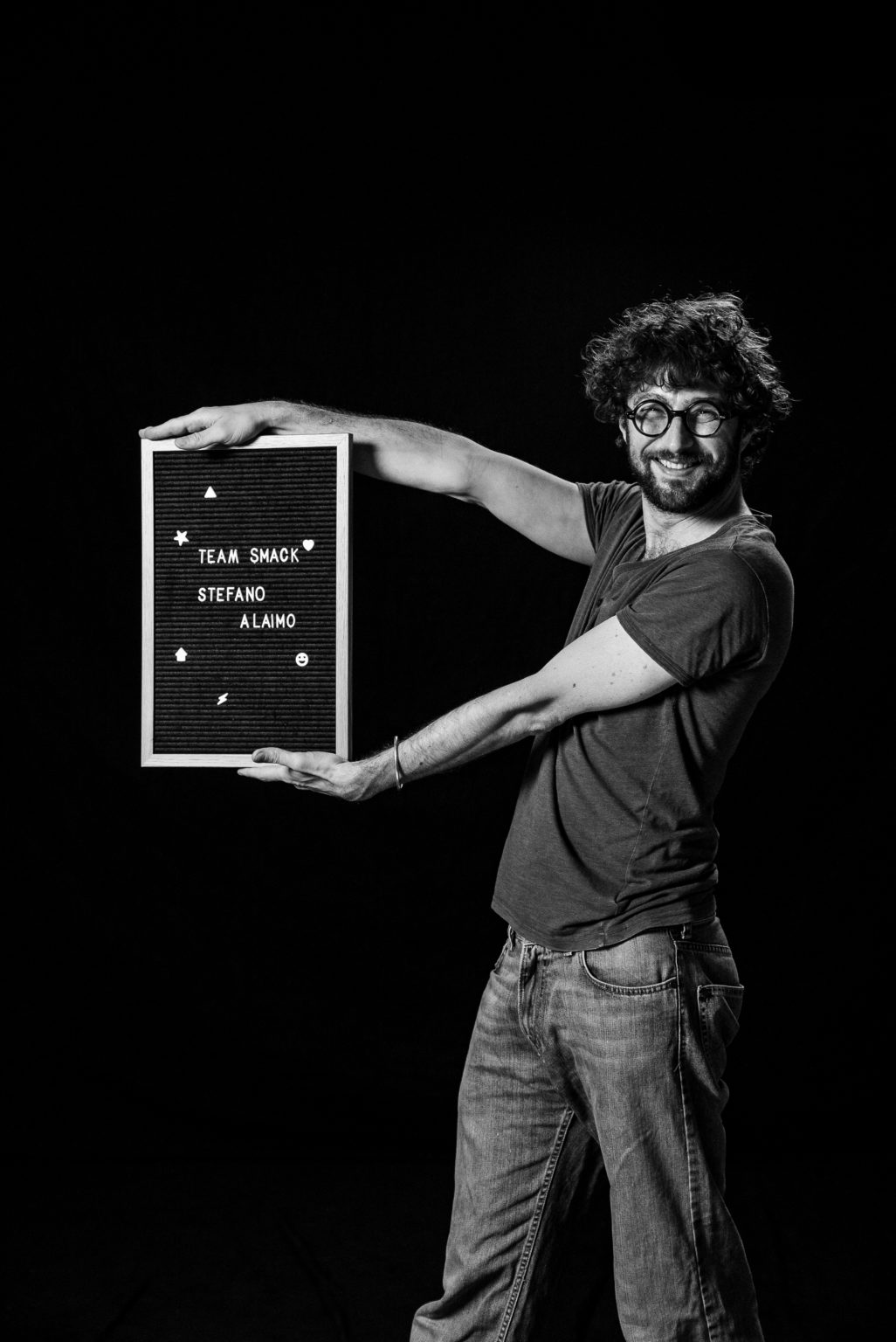 Stefano Alaimo posing with a smack sign