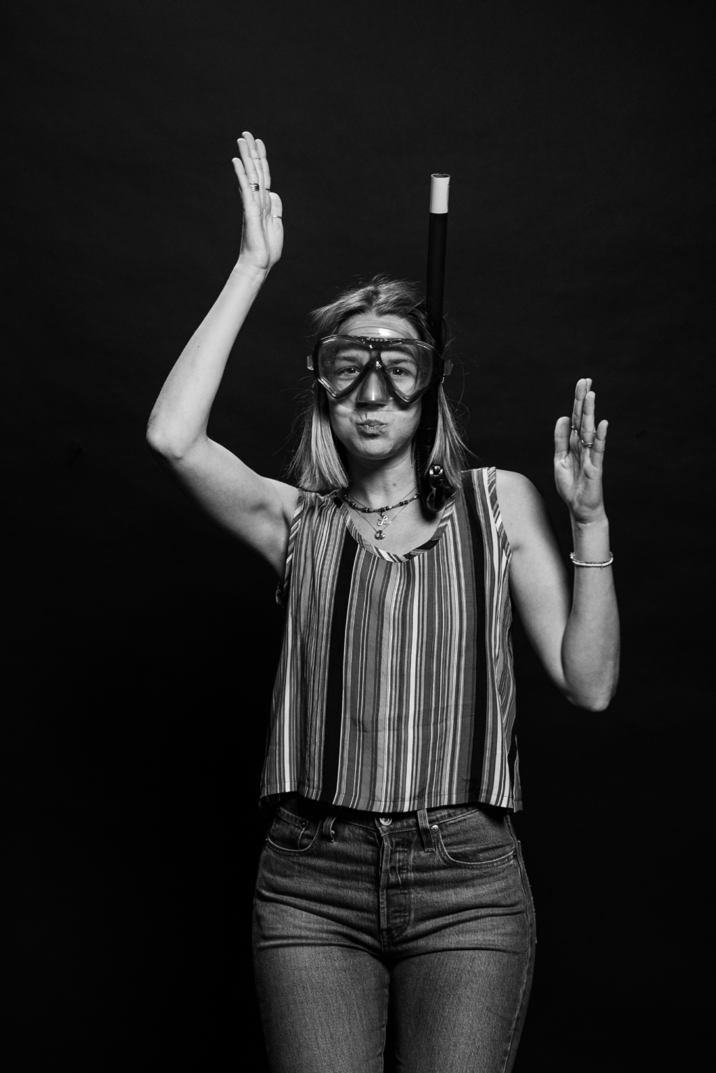 Lisa Volkmann posing with diving googles for SMACK Hospitality